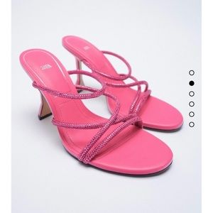 zara pink sparkle sandal heels
